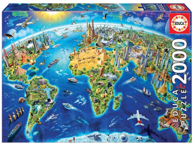 Educa puzzelkaart met wereldmonumenten 2000 stukjes