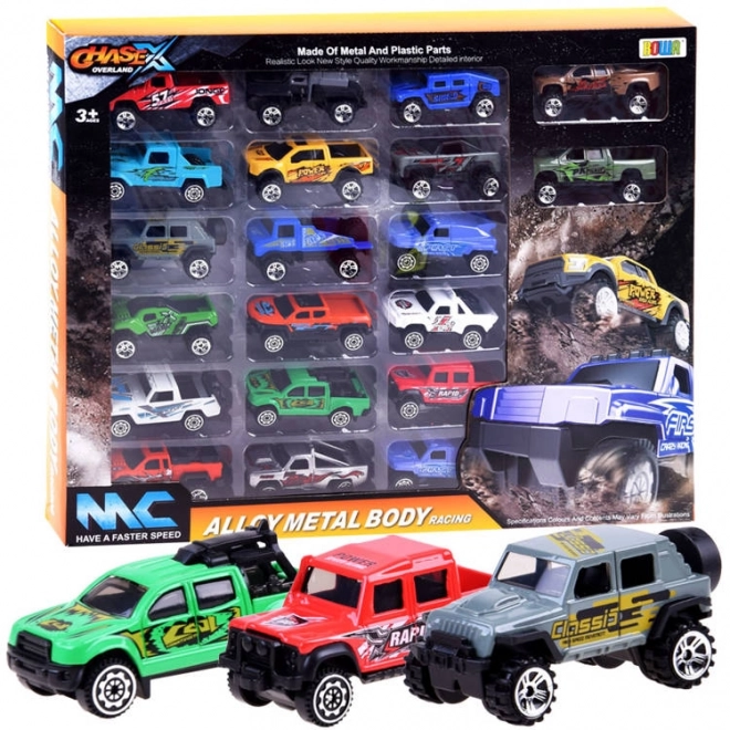 Grote set van 20 metalen autootjes – terreinwagens en pick-ups
