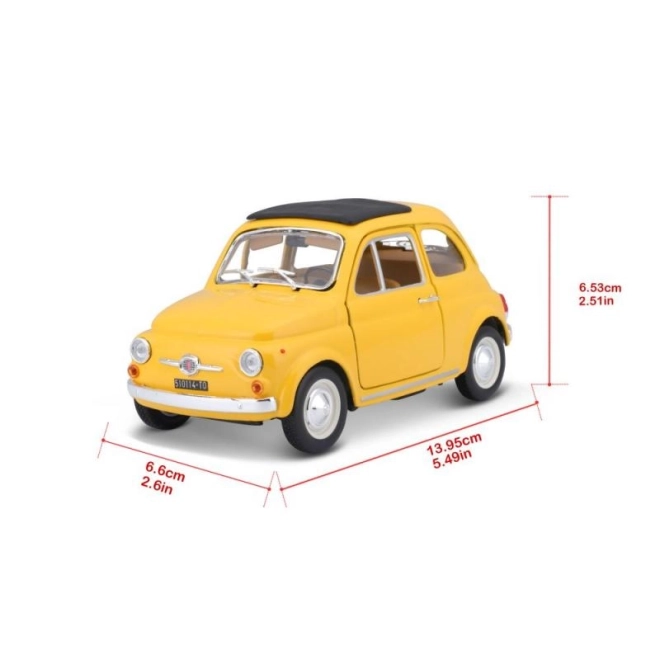 Bburago modelauto Fiat 500 F 1965 geel 1:24