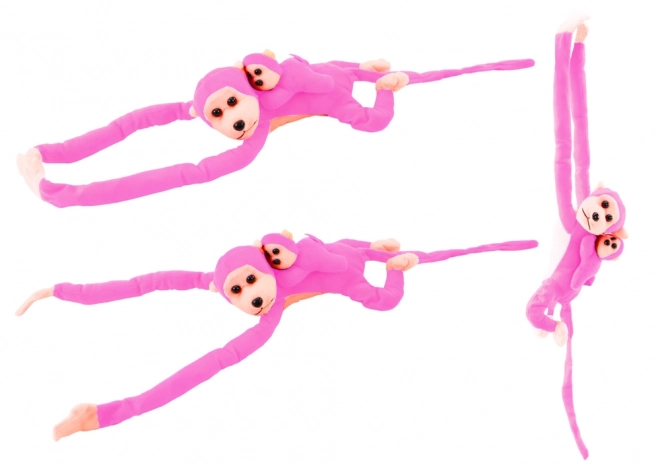 Pluchen aapje met jong roze 90 cm