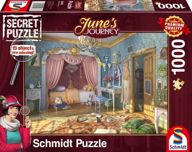 SCHMIDT Secret puzzel June's Journey: Slaapkamer van juffrouw June 1000 stukjes