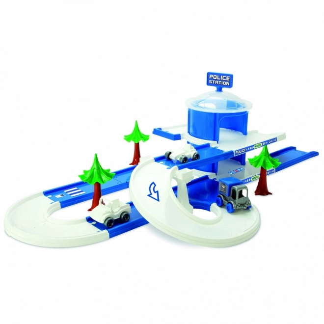 Garage+rail Kid Cars 3D Politie plastic 3,8m in doos 59x40x15cm 12m+ Wader