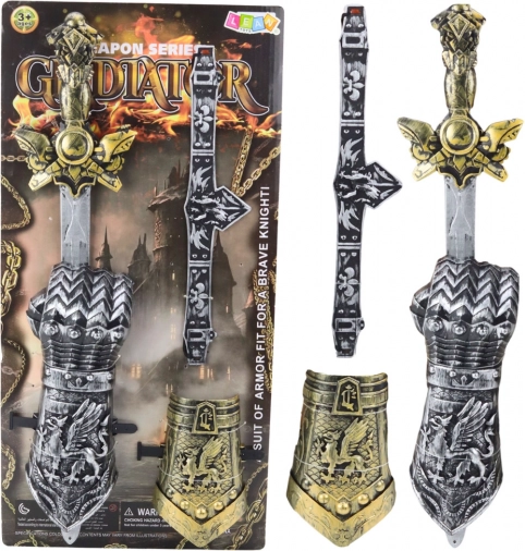 Set Gladiator-kinderkruisridder met zwaard, beschermers en riem