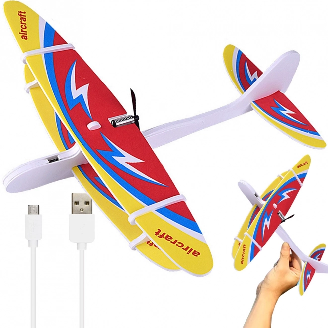 Vliegend polystyreen vliegtuig met USB-motor