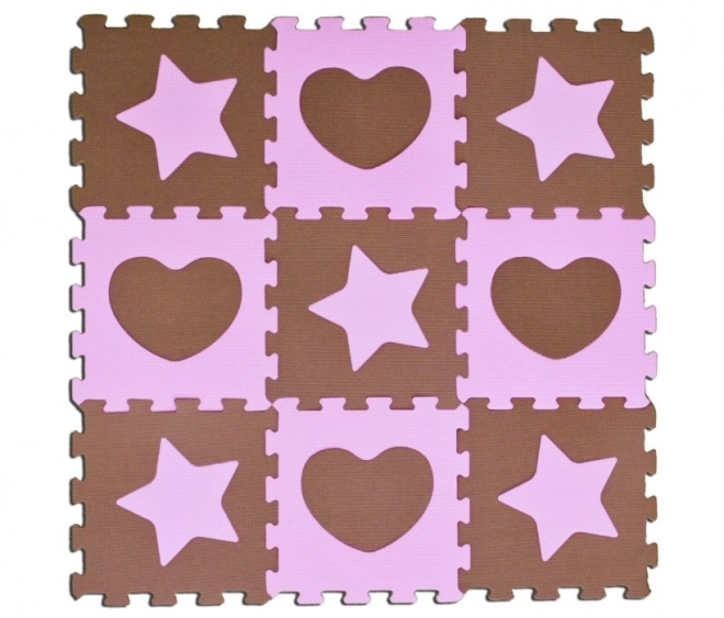 Foam puzzel sterren en harten roze