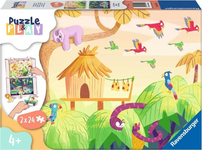 Ravensburger Puzzle & Play: avontuur in de jungle 2×24 stukjes