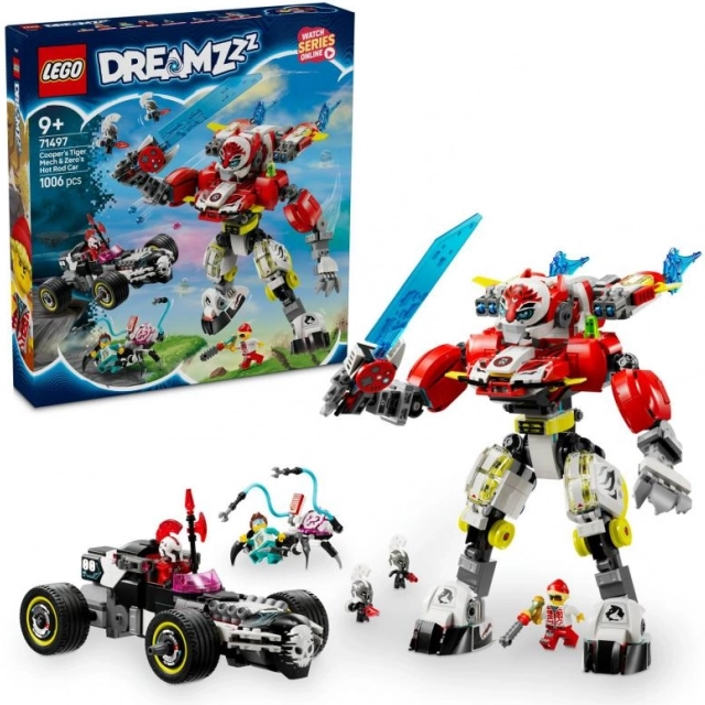 LEGO DREAMZzz 71497 Coopers tijgerrobot en Zeros hotrod