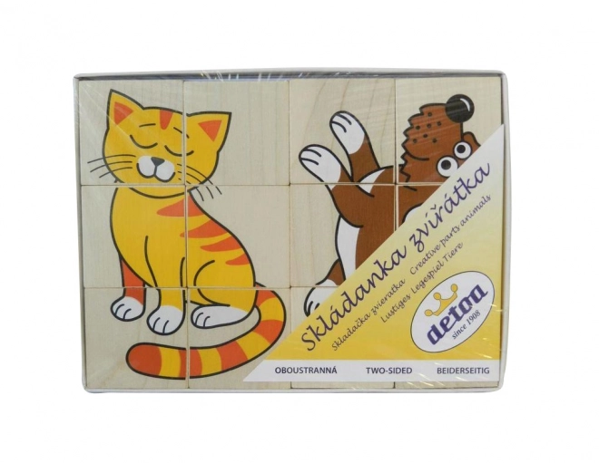 Dubbelzijdige mini puzzel met dieren - 12 stukjes