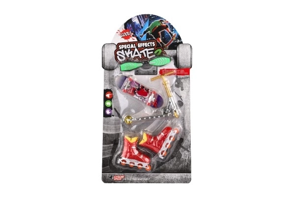 Set skateboard, waveboard, schaatsen, vingervaardigheid step plastic mix soorten op kaart 16x30cm