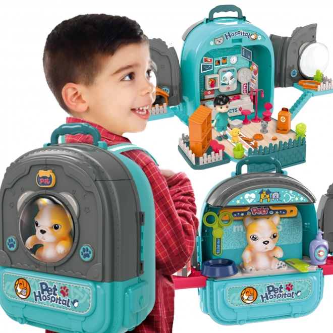 Woopie dierenarts rugzak met huis en hondje 3in1