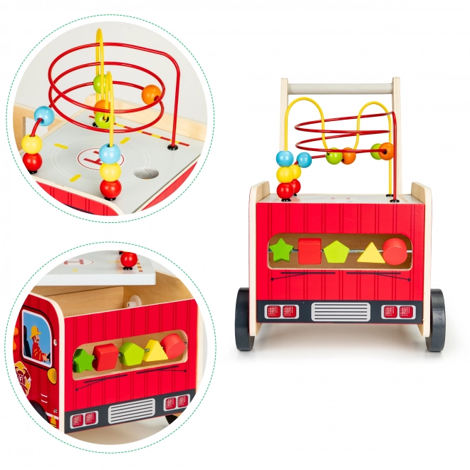 Houten educatieve loopwagen met blokken - Brandweerauto ECOTOYS