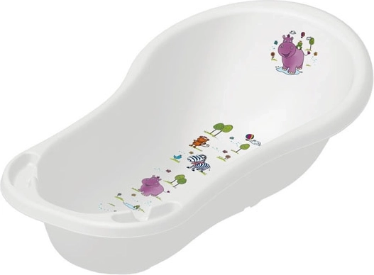 Kinderbadje 100 cm met Hippo-print – wit