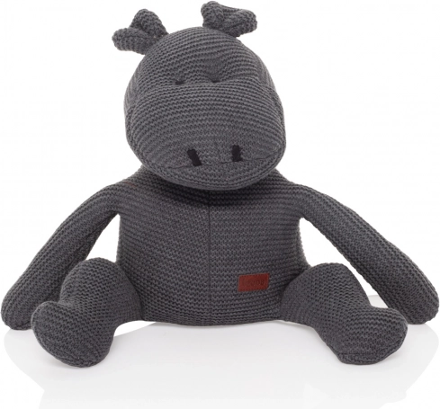 Gebreide knuffel Nijlpaard, Donkergrijs