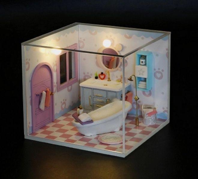 Negentien miniatuurhuisjes gezellige badkamer/Kattenhuis Miauw