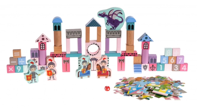 Houten bouwset kasteel met ridders voor kinderen 3+