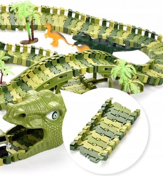 Dinosaurus racebaan met autootje en figuren