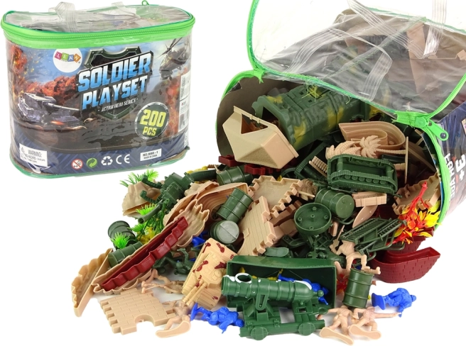 Militaire set figuren, wapens en voertuigen – 200 stuks