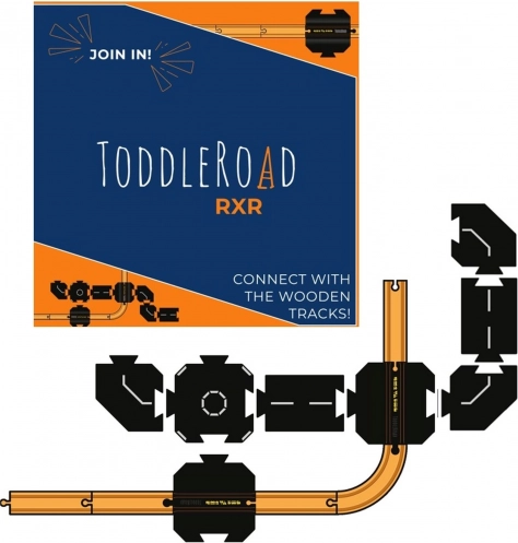 Toddleroad spoorwegovergang met accessoires – flexibele weg, 8-delige siliconenset