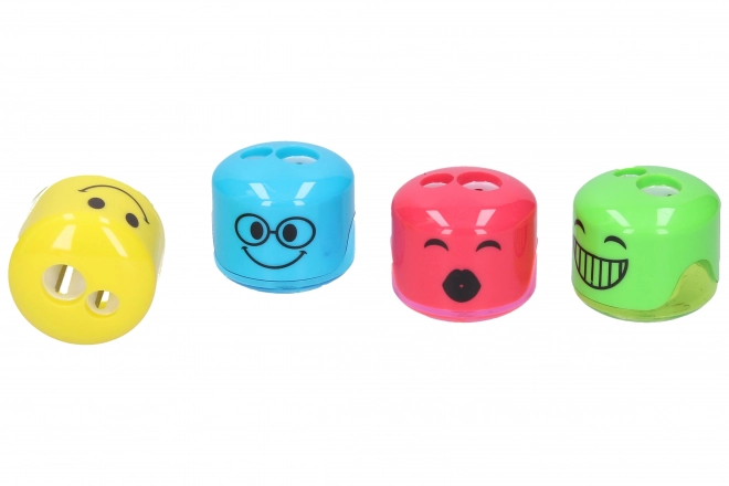 Puntenslijper voor twee potloden met reservoir - smiley