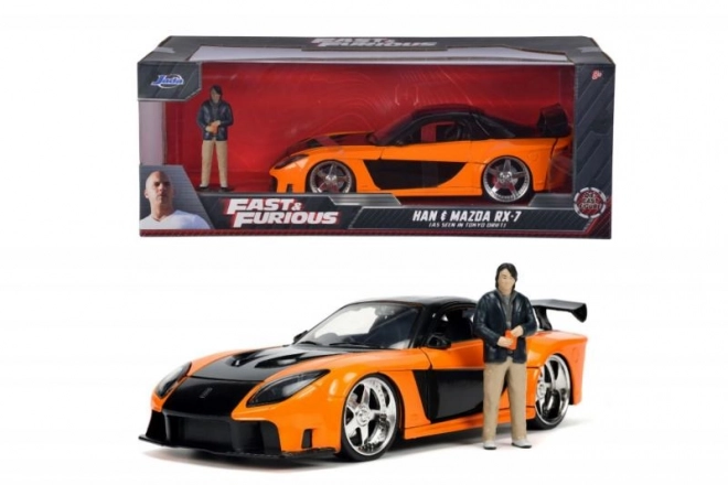 Snel en Furious modelauto 1997 Mazda RX-7 met figuur Han Lue