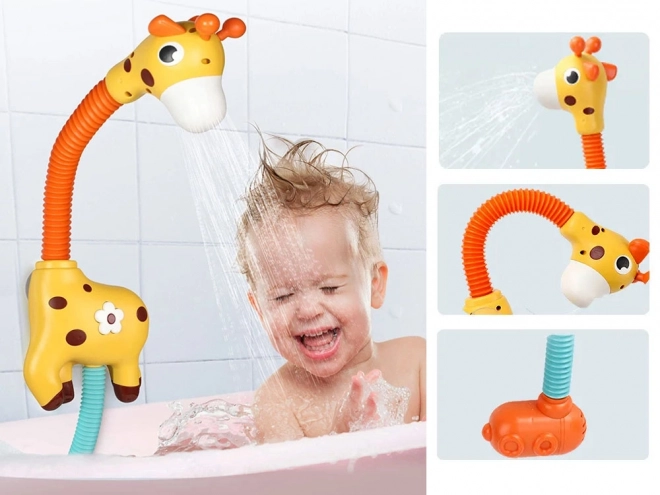 Vrolijke badspeelgoed giraf met waterdouche-effect