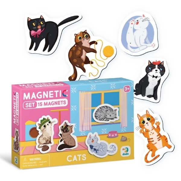 Magneetjes Katten 15 stuks in doosje 17x11x3cm