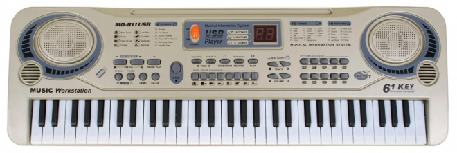 Beige toetsenbord voor kinderen 5+ Microfoon + opname + USB MP3 - model nr. 811