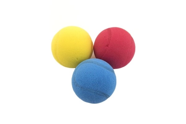 Zachte bal voor soft tennis, schuim, diameter 7cm, assorti 3 kleuren
