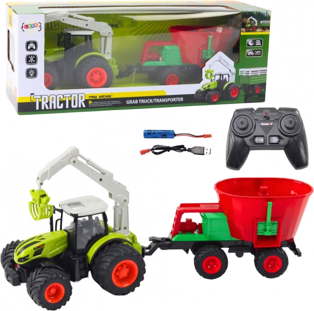 RC-tractor met zaaimachine en draaibare grijper 2,4 GHz