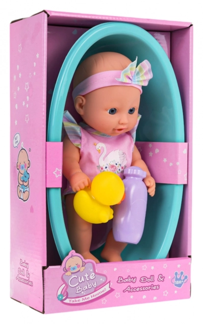 Baby pop met badkuip + accessoires