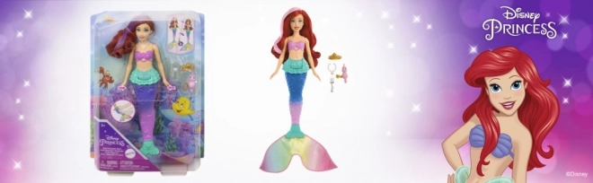 MATTEL Disney Princess pop Ariel kleine zeemeermin zwemt, verandert van kleur