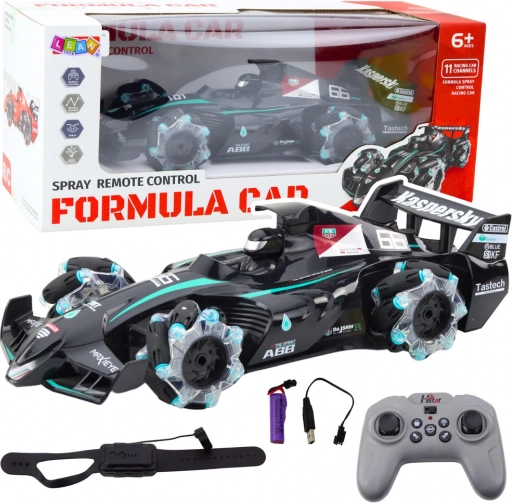 RC-raceauto met rookeffect en LED-verlichting zwart