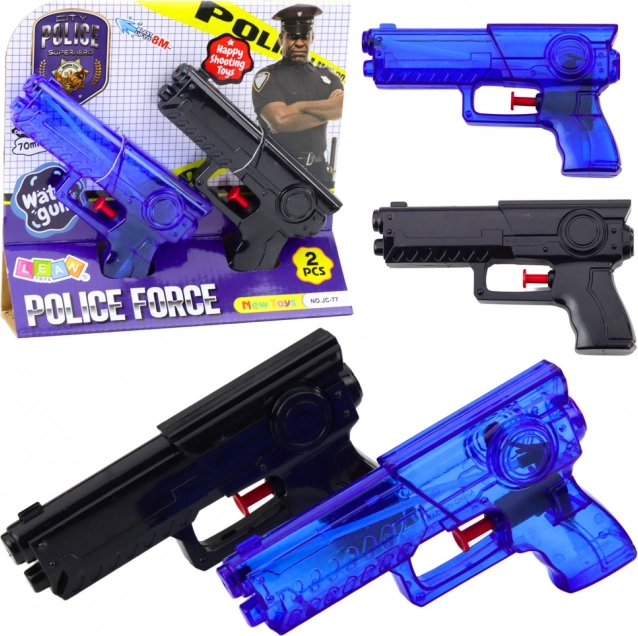 Set waterpistolen Politie blauw zwart 2 stuks