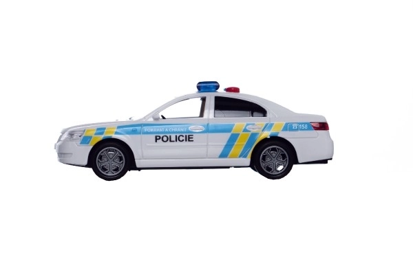 Auto politie plastic 15cm op batterijen met geluid en licht op traagheidsmotor in doos 20x11x9cm