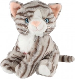 Pluchen zittende kat 20 cm met geluid, gestreept