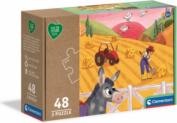 Puzzel CLEMENTONI Play for Future – Dieren op de boerderij 3×48 stukjes