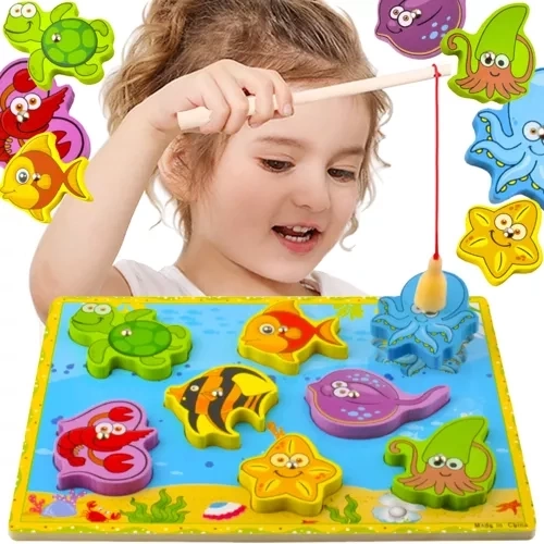 Houten magnetisch visspel