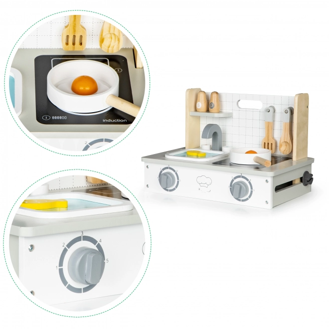Houten mini keuken met accessoires