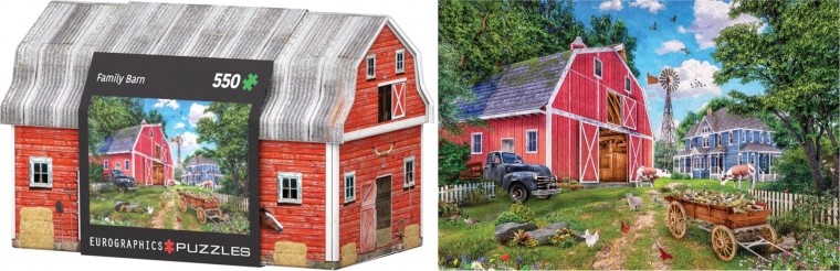 Puzzel in blikken doosje familieboerderij 550 stukjes EUROGRAPHICS