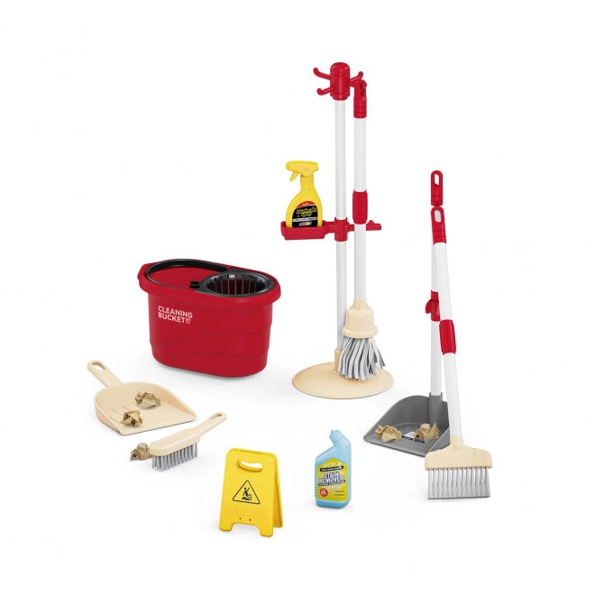 Schoonmaakset voor kinderen met emmer en mop