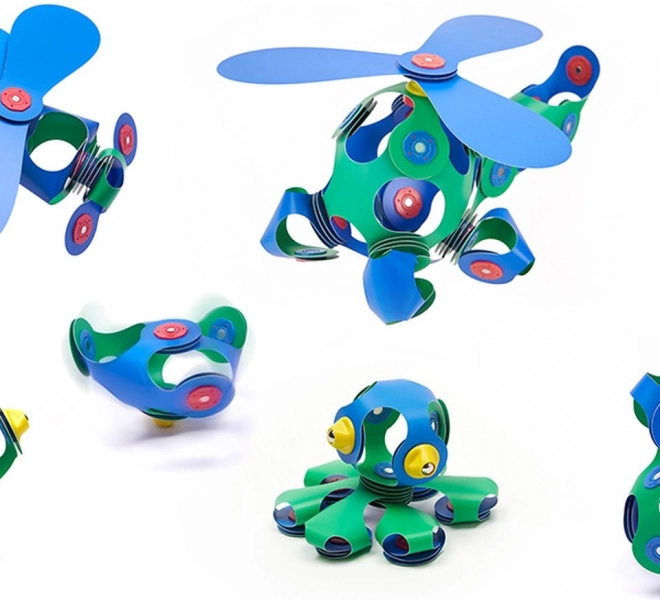 Magnetische blokken Clixo Crew pakket, groen en blauw