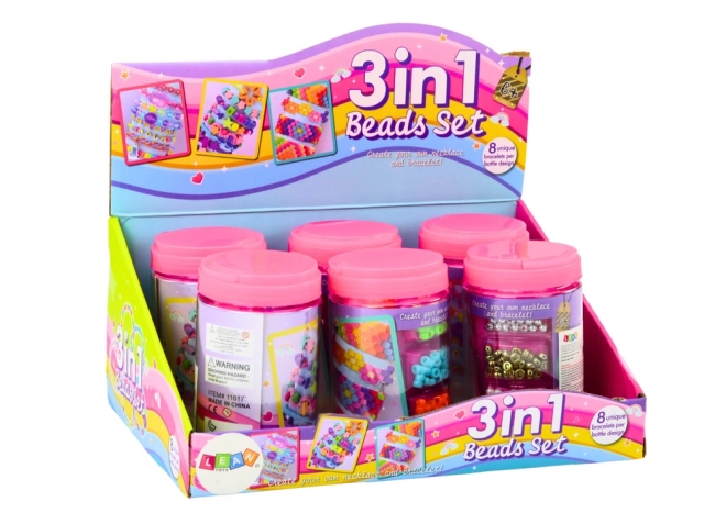 Set kralen in een pot voor het maken van sieraden 3-in-1