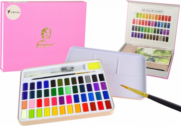 Kunstset met 48 aquarelverven en accessoires