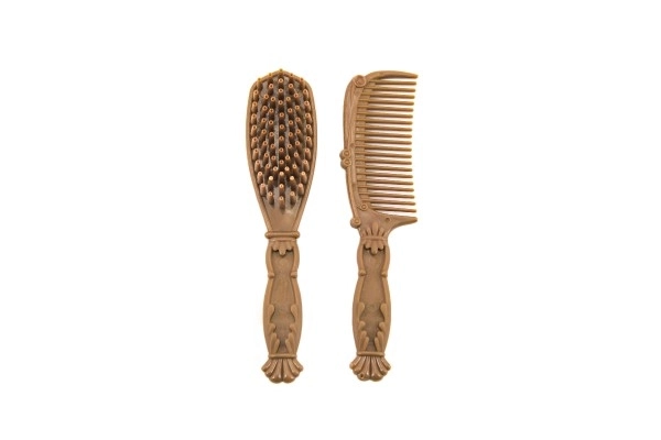 Paard kam-grote pluche met accessoires plastic 38cm in doos 40x34,5x12cm