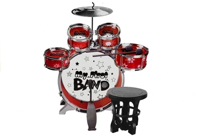 Percussie 5 drums met bekkens Stoel Rood