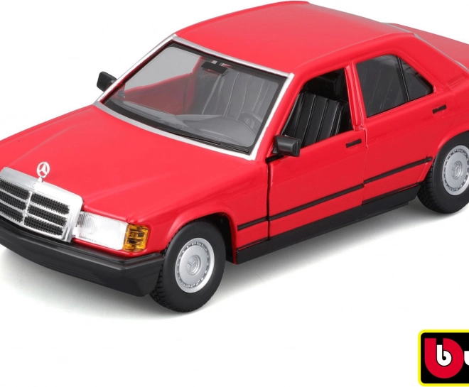 Metalen modelauto Bburago 1:24 Plus 1987 Mercedes-Benz 190E rood