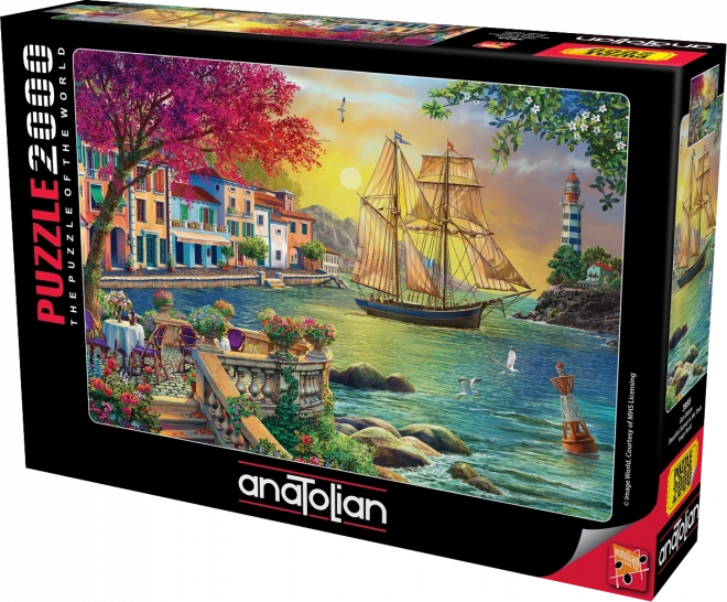 Puzzel Prachtige zonsondergang boven de haven 2000 stukjes