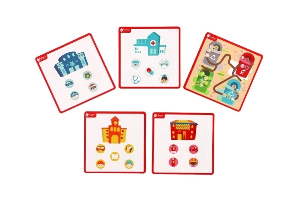 Inlegpuzzel/educatieve doolhof Stad/Recycling 2-in-1 houten 30x30cm in doos 32x32x6cm
