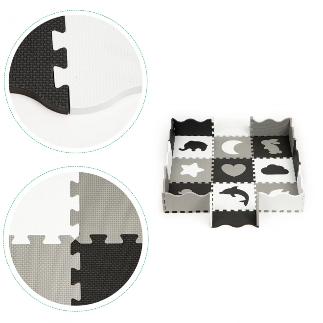 ECOTOYS Foam puzzel Dieren en vormen zwart-wit SX met randen