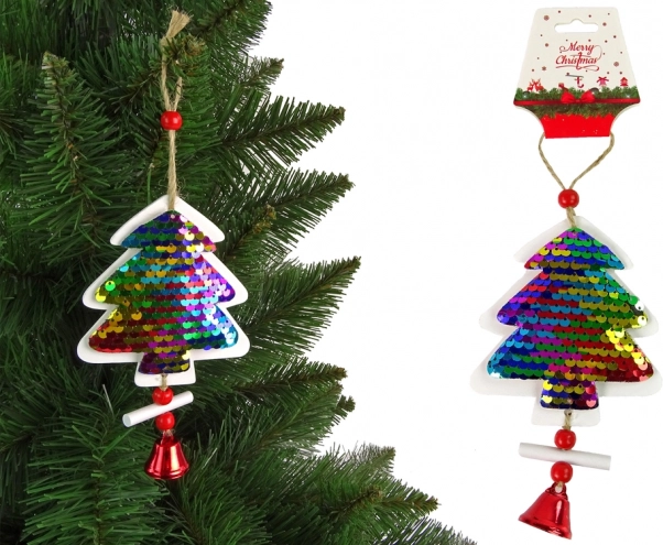Kerstversiering – boompje met pailletten en belletje